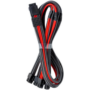 CableMod E-Series Pro ModMesh Sleeved 12VHPWR PCI-e Cable for Super Flower Leadex Platinum / Platinum SE / Titanium / V Gold Pro / V Platinum Pro, EVGA G7 / G6 / G5 / G3 / G2 / P2 / T2 (Carbon + Red, Nvidia 4000 series, 16-pin to Quad 8-pin, 60cm)