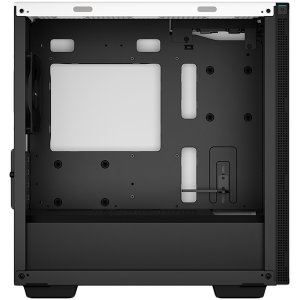 DeepCool CH370 WH, Turn Mid, Mini-ITX/Micro-ATX, 2xUSB3.0, 1xAudio, 1x120mm ventilator negru preinstalat, sticlă securizată, panou plasă, alb
