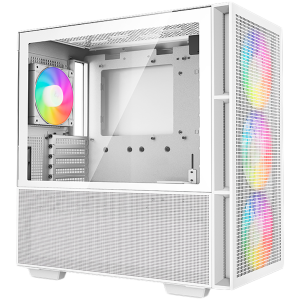 DeepCool CH560 WH, Mid Tower, Mini-ITX/Micro-ATX/ATX/E-ATX, 1xUSB3.0, 1xType-C, 1xAudio, 3x140mm + 1x120mm Pre-Installed ARGB Fans, Hybrid Tempered Glass And Mesh Side Panel, GPU Support Arm, Mesh Front Panel, White
