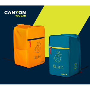 CANYON CSZ-03, rucsac dimensiune cabină pentru laptop de 15,6 inchi, poliester, galben