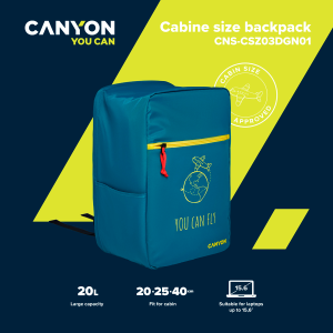 CANYON CSZ-03, cabin size backpack for 15.6'' laptop, polyester, dark green