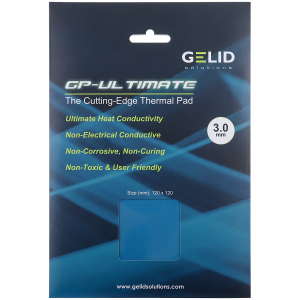 GELID GP-ULTIMATE 120×120 THERMAL PAD, Single Pack (1pc included): 3 mm, Density (g/cm3): 3.2, Size (mm): 120 x 120, Thermal Conductivity (W/mK): 15