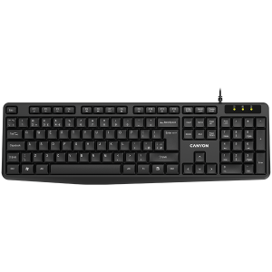 CANYON Wired Keyboard, 104 keys, USB2.0, Black, cable length 1.5m, 443*145*24mm, 0.37kg, Bulgarian