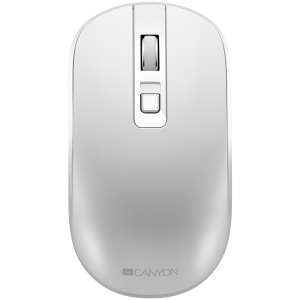 CANYON MW-18, 2.4GHz Wireless Rechargeable Mouse with Pixart sensor, 4keys, Silent switch for right/left keys,Add NTC DPI: 800/1200/1600, Max. usage 50 hours for one time full charged, 300mAh Li-poly battery, Pearl-White, cable length 0.6m, 116.4*63.3*32.