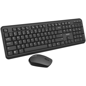 CANYON SET-W20, set combinat wireless, tastatură fără fir cu comutatoare silențioase, 105 taste, aspect BG, șoareci optici 3D fără fir 100 DPI negru