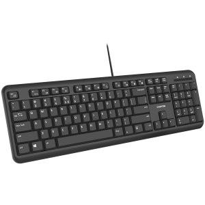 CANYON HKB-20, tastatură cu fir cu comutatoare Silențioase, 105 taste, negru, lungime cablu 1,8 metri, dimensiune 442*142*17,5 mm, 460 g, aspect BG