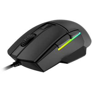 LORGAR Jetter 357, mouse de gaming, mouse optic de gaming cu 6 butoane programabile, senzor Pixart ATG4090, DPI poate fi de până la 8000, durata de viață a cheii de 30 de milioane de ori, cablu USB PVC de 1,8 m, acoperire UV mat și lumini RGB cu 4 LED-uri