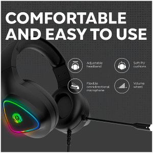 CANYON Shadder GH-6, RGB gaming headset with Microphone, Microphone frequency response: 20HZ~20KHZ, ABS+ PU leather, USB*1*3.5MM jack plug, 2.0M PVC cable, weight: 300g, Black