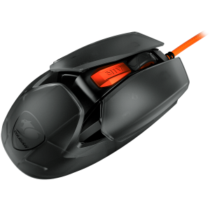 Mouse de gaming COUGAR AirBlader Tournament (negru), Senzor optic de jocuri PixArt PAW3399, 20000DPI, Rată de polarizare 2000Hz, Comutatoare pentru jocuri la 80M de clicuri, 6 butoane programabile, Design extrem de ușor 62G, Cablu Ultraflex, Bandă de prin