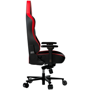 LORGAR Base 311, Gaming chair, PU eco-leather, 1.8 mm metal frame, multiblock mechanism, 4D armrests, 5 Star aluminum base, Class-4 gas lift, 75mm PU casters, Black + red