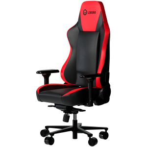 LORGAR Base 311, Gaming chair, PU eco-leather, 1.8 mm metal frame, multiblock mechanism, 4D armrests, 5 Star aluminum base, Class-4 gas lift, 75mm PU casters, Black + red