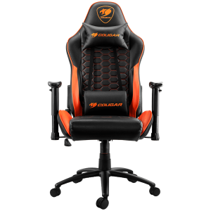 COUGAR OUTRIDER - Orange, Gaming Chair, Premium PVC Leather, Head and Lumbar Pillow, High Density Shaping Foam, Continuous 180º Reclining, Adjustable Tilting Resistancer, 2 Direction Adjustable armrest, Full Steel Frame, Class 4 Gas Lift Cylinder