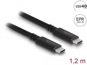 Cablu coaxial Delock USB4 40 Gbps, USB PD 3.1, 1,2 m, domeniu de putere 240 W