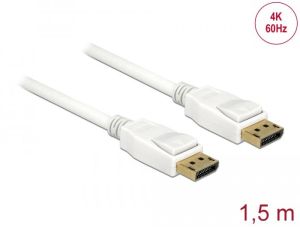 Cablu Delock DisplayPort 1.2 tată - DisplayPort tată, 1,5 m, 4K 60 Hz, alb