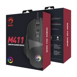 Marvo Gaming Mouse M411 RGB - 12800dpi, programmable, 1000Hz