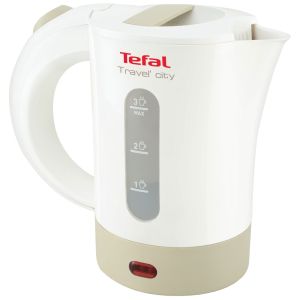 Electric kettle Tefal KO120130 TRAVEL CITY2 0.5L white & grey, 2 cups, travel bag, spoon