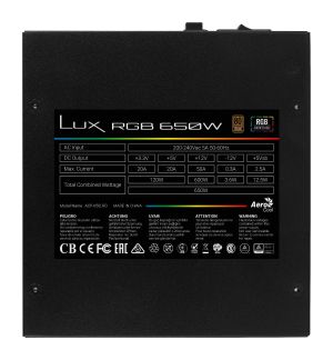 Sursa de alimentare AeroCool PSU LUX RGB 650W - Bronz, Adresabil RGB - ACPB-LX65AEC.11
