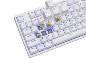 Tastatură Genesis Gaming Keyboard Thor 404 TKL White RGB Backlight US Layout Yellow Switch