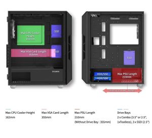 Zalman Case ATX - I3 NEO Black - RGB, Mesh