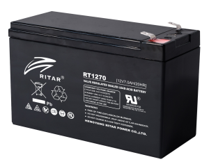Baterie plumb-acid RITAR, (RT1270) AGM, 12V, 7Ah, 151/ 65/ 94 mm, borna 1