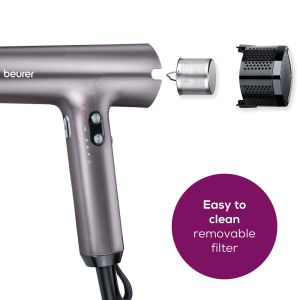 Hair dryer Beurer HC 100 Excellence Hair dryer, ECO technology, lightweight and ergonomic, Slim, magnetic nozzle and diffuser, Ion function, 4 temperature and blower settings, Integrated memory function