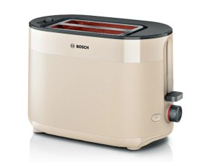 Pâine de pâine Bosch TAT2M127, Pâine de pâine MyMoment Compact, 950 W, Oprire automată, Setare de dezghețare și reîncălzire, Grilă de încălzire integrată, Înaltă capacitate, Cremă