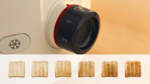 Toaster Bosch TAT2M127, MyMoment Compact toaster, 950 W, Auto power off, Defrost and reheat setting, Integrated warming grid, High lift, Cream