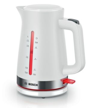 Electric kettle Bosch TWK4M221, MyMoment Plastic Kettle, 2400 W, 1.7 l, Interior light, Cup indicator, Limescale filter, Triple safety function, White