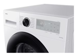 Mașină de spălat rufe Samsung WW90CGC04DAHLE, Mașină de spălat, 9 kg, 1400 rpm, Motor digital invertor, Eficiență energetică A, Eficiență de centrifugare B, Eco Bubble, Bubble Soak, Hygiene Steam, WiFi , Smart Things, AI Energy mode, Alb, Ușă neagră