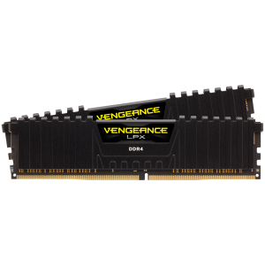 Corsair DDR4, 3200MHz 16GB 2x8GB DIMM, Unbuffered, 16-18-18-36, SPD base 2666, XMP 2.0, Vengeance LPX Black Heatspreader, Black PCB, 1.35V, for Ryzen/AM4, EAN:0843591031110