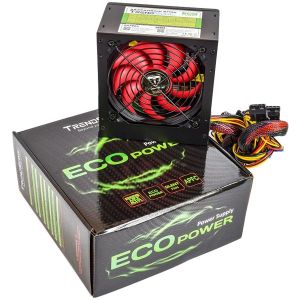 TS Eco Power Supply TrendSonic AC 115/230V, 50/60Hz, DC 3.3/5/12V, 600W, 20+4 pin, 4 x SATA, 2 x IDE, 1XPCIE6P, Cable Length: 450mm, power cable 1.5M incl. 1x120, Efficiency 80%