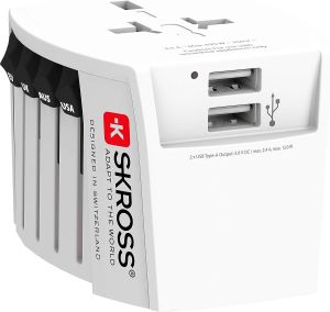 Adaptor SKROSS PRO MUV 2 x USB-A, 1.302960, World, Alb