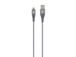 Cablu Skross, USB-A - Lightning, Impletitura metalica, 1,20 m, Gri