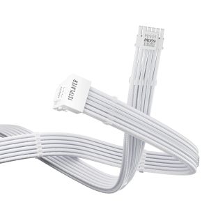 Cablu modular 1stPlayer Cablu de modificare cu manșon personalizat alb - PCIe 5.0 12VHPWR M/M - FM2-B-WH