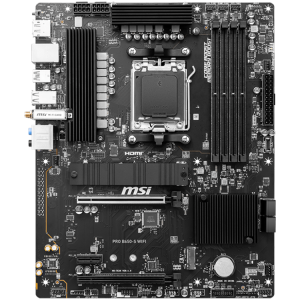 MSI PRO B650-S WIFI,ATX, Socket AM5,AMD B650 Chipset,4 DIMMs,Dual Channel DDR5 up to 7200+(OC)MHz,2x PCI-Ex16 slot, 2x M.2, 2x USB 3.2 Gen 2, 4x USB 3.2 Gen 1,4x USB 2.0,1x HDMI,1x DP,2.5G LAN,7.1 Audio,3y warranty