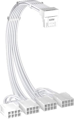 Cablu prelungitor 1stPlayer Cablu de modificare cu manșon personalizat alb - 4 x PCIe cu 8 pini la 12VHPWR - FM4-B-WH