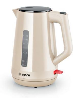 Electric kettle Bosch TWK1M127, MyMoment Plastic Kettle, 2400 W, 1.7 l, Cup indicator, Limescale filter, Triple safety function, Cream