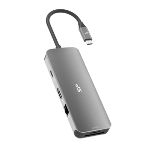 Stație de andocare Silicon Power SR30 8 în 1 USB-C, HDMI 4K, USB 3.2, port Ethernet, slot MicroSD
