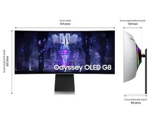 Monitor Samsung Odyssey OLED G8 G85SB 34" CURVED 1800R, 175 Hz, 0.1ms GTG, 3440x1440, 2xUSB-C, Mini DP, Micro HDMI, Speakers, Silver
