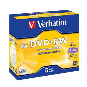 Media Verbatim DVD+RW SERL 4.7GB 4X MATT SILVER SURFACE (5 PACK)