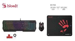 Kit de jocuri Esports A4Tech Bloody B1700, tastatură N140N, mouse ES7, tampon BP-50M