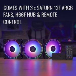 AeroCool Fan Pack 3-in-1 3x120mm - Saturn 12F ARGB Pro - Addressable RGB with Hub, Remote - ACF3-ST10247.01