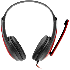 CANYON HSC-1, căști de bază pentru PC cu microfon, mufă combinată de 3,5 mm, plăcuțe din piele, lungime cablu plat 2,0 m, 160*60*160 mm, 0,13 kg, negru-roșu
