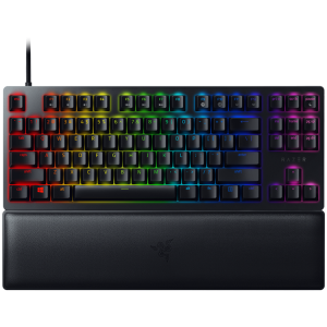 Razer Huntsman V2 Tenkeyless, tastatură optică pentru jocuri (comutator roșu liniar), aspect SUA, capace PBT Doubleshot, spumă de amortizare a sunetului, Razer Chroma™ RGB, frecvență de sondare de până la 8000 Hz, placă superioară mată din aluminiu