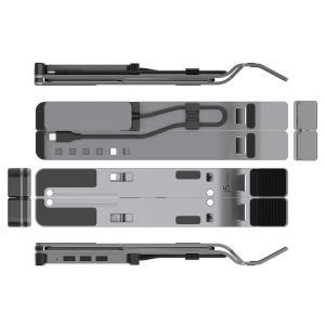 Suport laptop j5create JTS223, hub USB-C cu 4 porturi, aluminiu