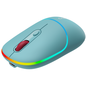 CANYON MW-22, 2 in 1 Wireless optical mouse with 4 buttons,Silent switch for right/left keys,DPI 800/1200/1600, 2 mode(BT/ 2.4GHz),  650mAh Li-poly battery,RGB backlight,Dark cyan, cable length 0.8m, 110*62*34.2mm, 0.085kg