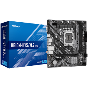 ASROCK MB Desktop H610M-HVS (S1700, 2x DDR4, 1x PCIe 4.0 x16, 1x PCIe 3.0 x1, 1x SSD Ultra M.2 PCIe, 4x SATA3 6.0Gb/s, 4x USB 3.2, 6x USB 2.0, 1x VGA, 1x HDMI , 1x GLAN, mATX) Retail.