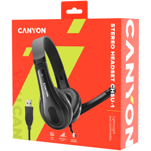 CANYON PC headset СHSC-1 PC Mic Flat 2m Black