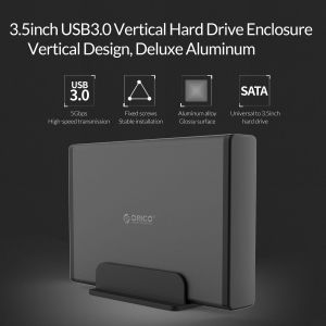Orico Storage - Case - 3.5 inch Vertical, USB3.0, Power adapter, UASP, black - 7688U3-BK