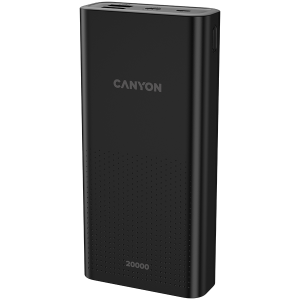 CANYON PB-2001, Power bank 20000mAh Li-poly battery, Input 5V/2A , Output 5V/2.1A(Max), 144*69*28.5mm, 0.440Kg, Black